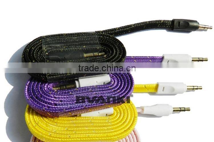 new products 2016 Quality nylon braided Aux cable 3.5mm male male colorful audio cable bulk buy from china