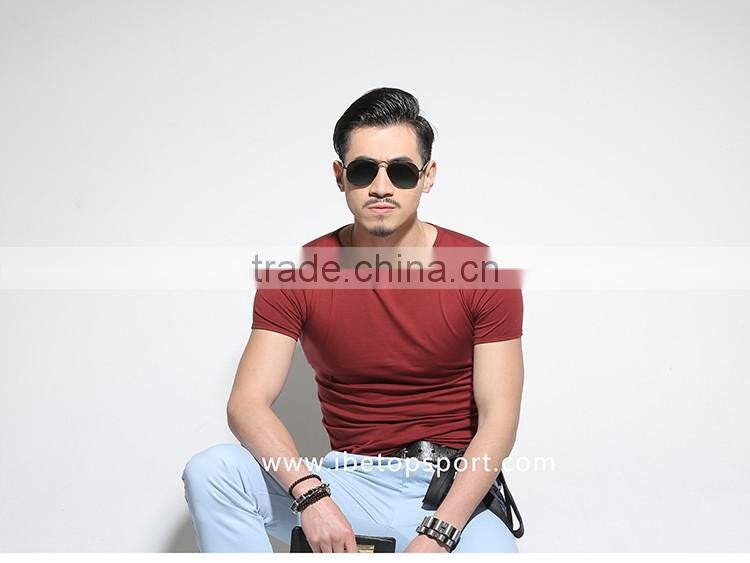 Custom V-Neck T-Shirt Plain Cotton Wholesale Blank T-Shirt 2016