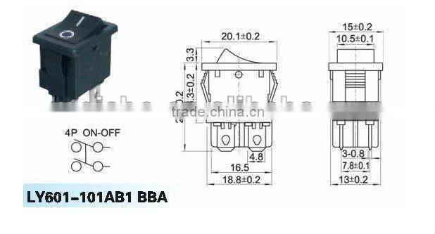 10A 125V rocker switch 4 pin on-off of ABS