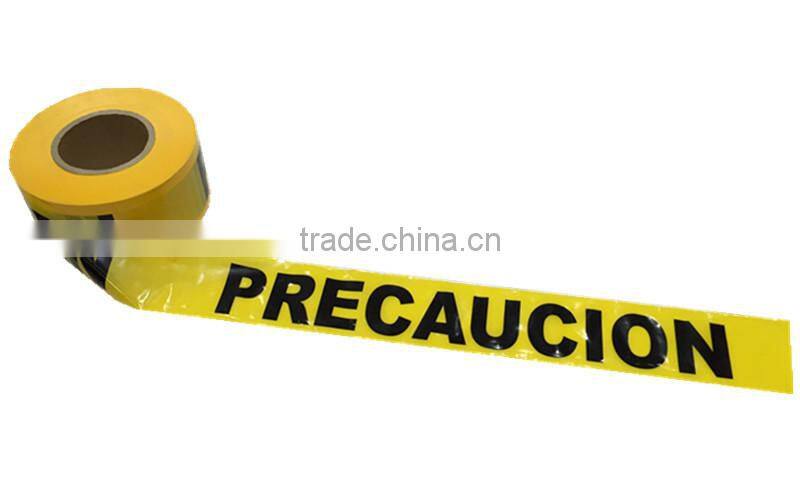 Caution tape Yellow with black words PERCAUCION on the PE film SGS and TUV Certification Caution tape