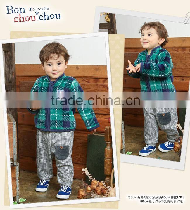 Japanese wholesale products cute stock jackets baby clothes check pattern for winter infant wear children garment kids clothing