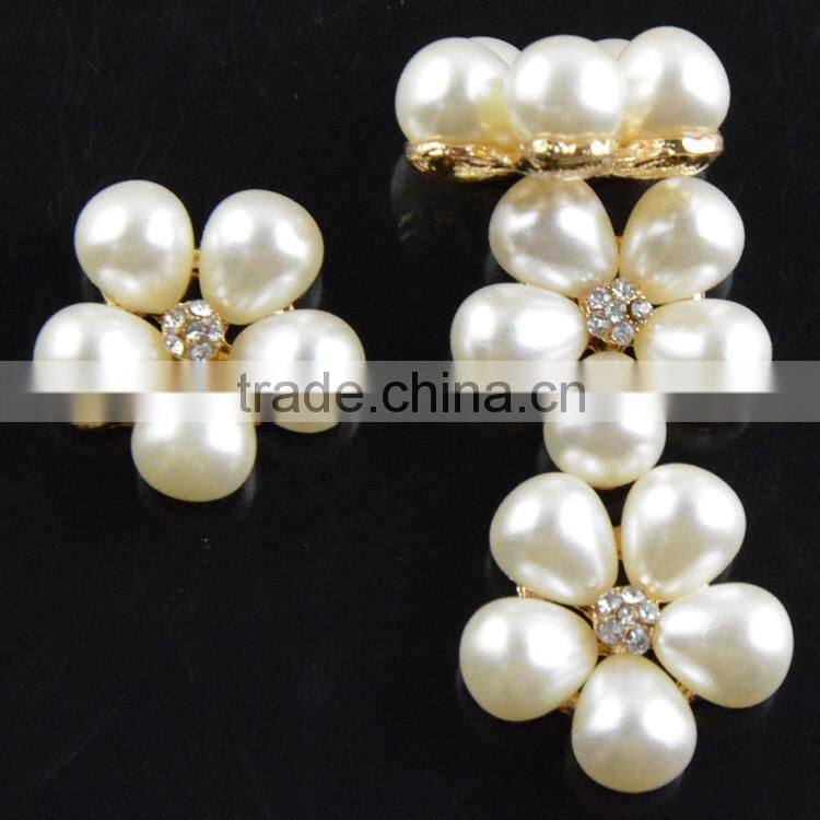20MMM Wholesales Fancy Alloy Pearl Flower Crystal Rhinestone Button For Jewelry Garment Accessory
