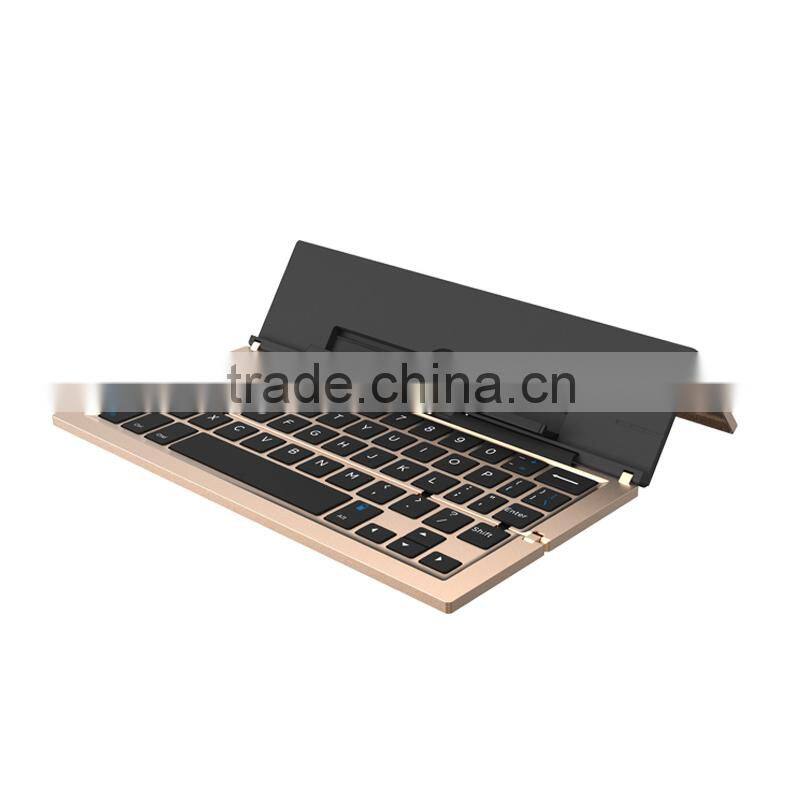 Aluminum alloy bluetooth mini folding wireless keyboard for laptop and mobile phones