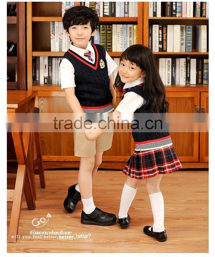 lovely Japen style elegant vest sweater school uniform students clothing set V neck children clothing for 100-180cm kids wear
