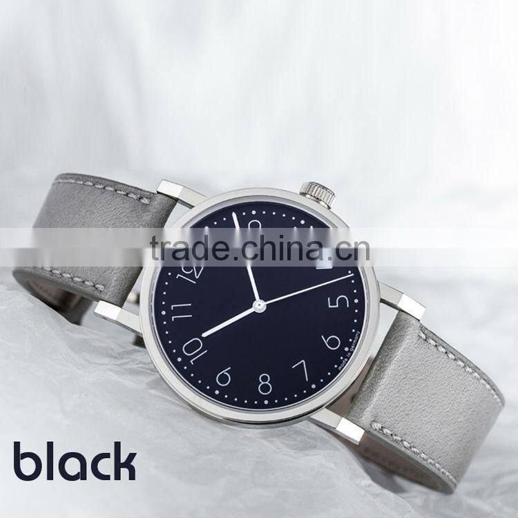 PVD white stainless steel case man wrist watch match Wonderful colour genuine leather starp vogue watch