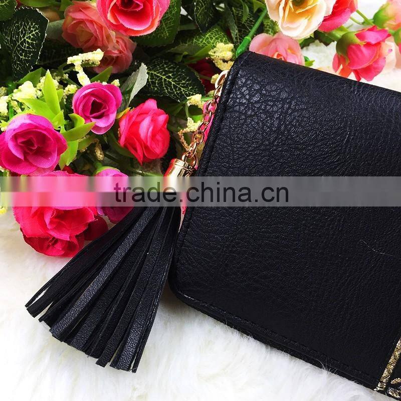 High Quality New Fashion Long Black Women Flower Leather PU Designer Wallet