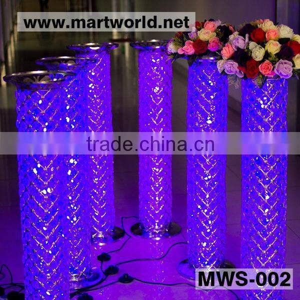 40inches Wedding Aisle silver LED RGB light wedding stages crystal pillars ,wedding stage crystal pillars