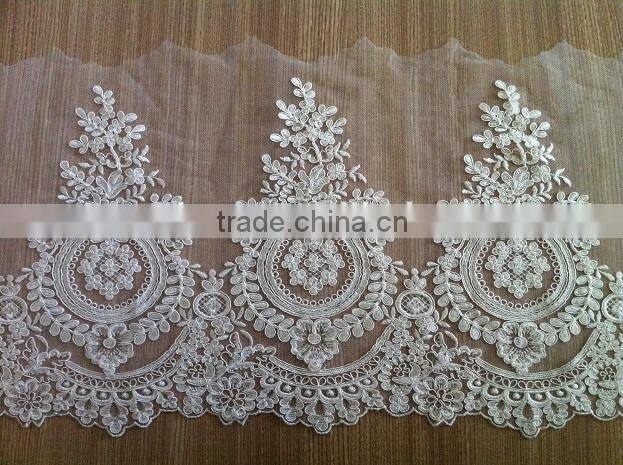 High quality border embroidered lace for bridal dress
