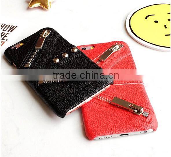 Zipper for Iphone 6 accessories case for iphone 6 PU Leather Back Cover