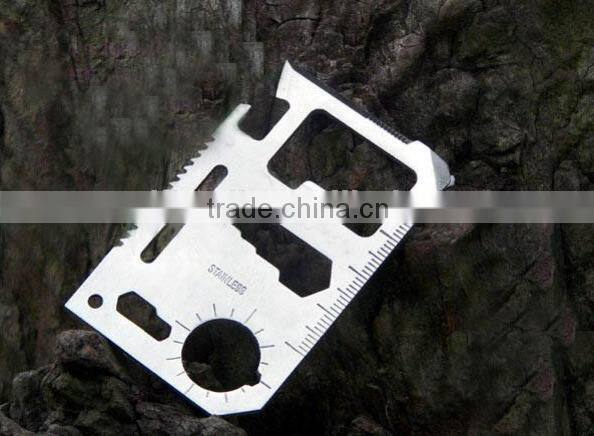 outdoor multi function portable stainless steel survival mini pocket tool card