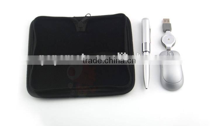 World Travel Kit Driver Pen+USB Flash Driver + USB Retractable Computer Mosue with Portable Bag