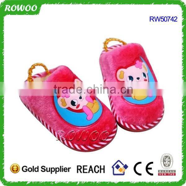 Plush Kids Indoor Shoes hot selling kids cartoon fur lined shoes