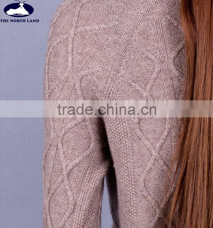 100% Mongolian Cashmere Cable Sweater for Women CSW15042810L