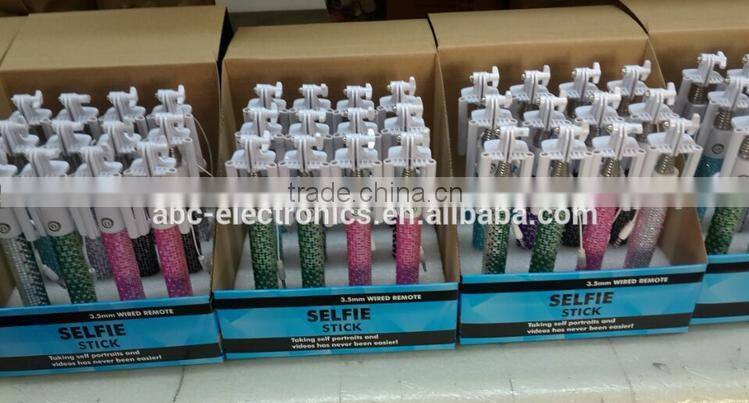 2015 zoom fashion selfie stick top quality unique design bling selfie stick