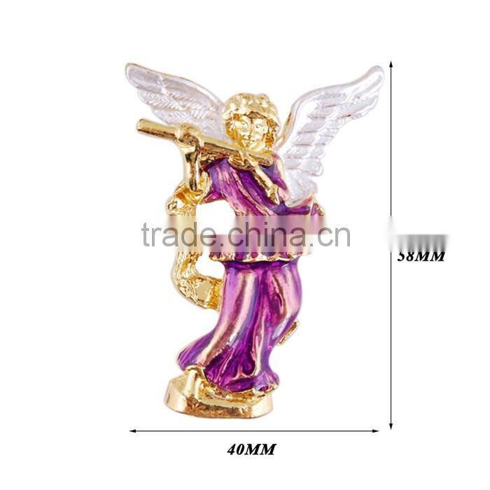 Factory wholesale gold plated zinc alloy epoxy enamel Christmas angel brooch