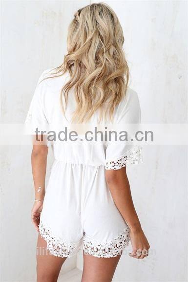 chic Cream Lily Playsuit custom printing one piece jumpsuit sex jumpsuit