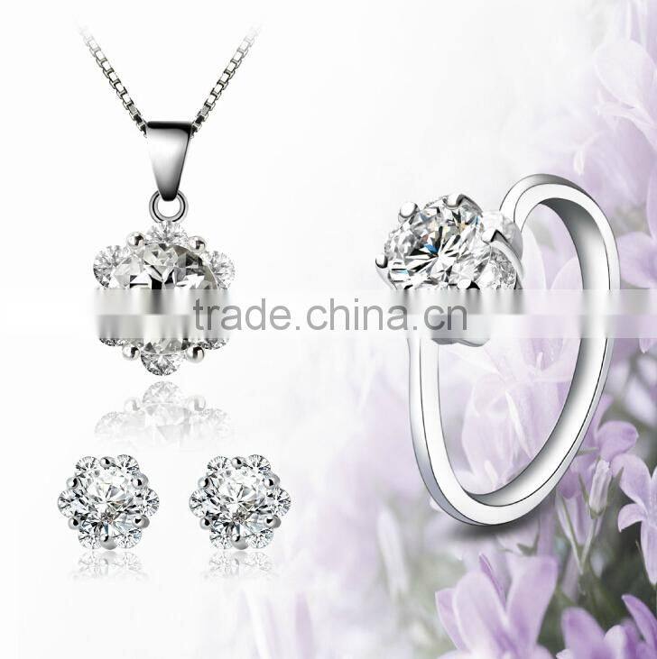 2014 Fashion Jewelry Women Stainless Steel Crystal Jewelry Set