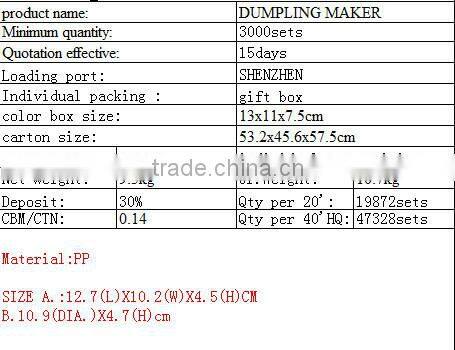 2015 Best prices plastic pasta maker dough press/ manual dumpling maker