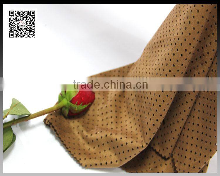 China direct factory 2016 fashion faux suede punching fabric 95% polyester 5% spandex for ladies jacket,ladies dress