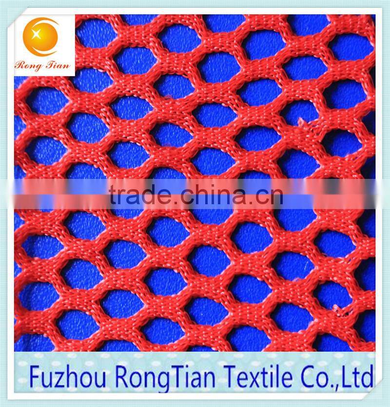 Red polyester knitted big hole mesh fabric for mattress