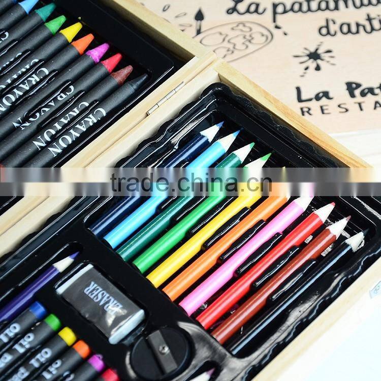 wooden box art set coloring tools in wooden box of 42PCS