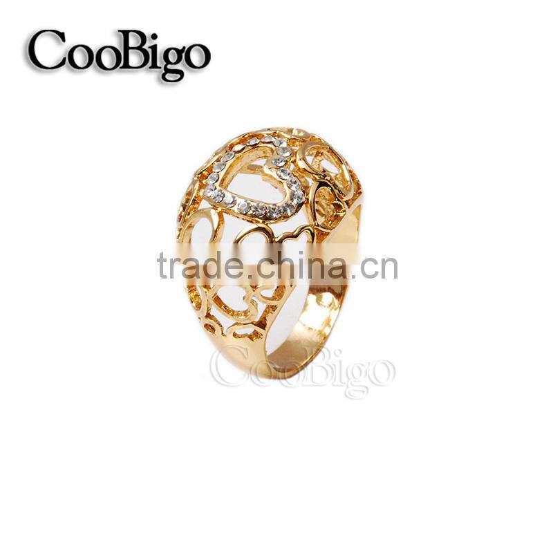 Fashion Jewelry Elegant Rhinestone Love Ring Women Wedding Birthday Party Show Gift Dresses Apparel Promotion Accessories