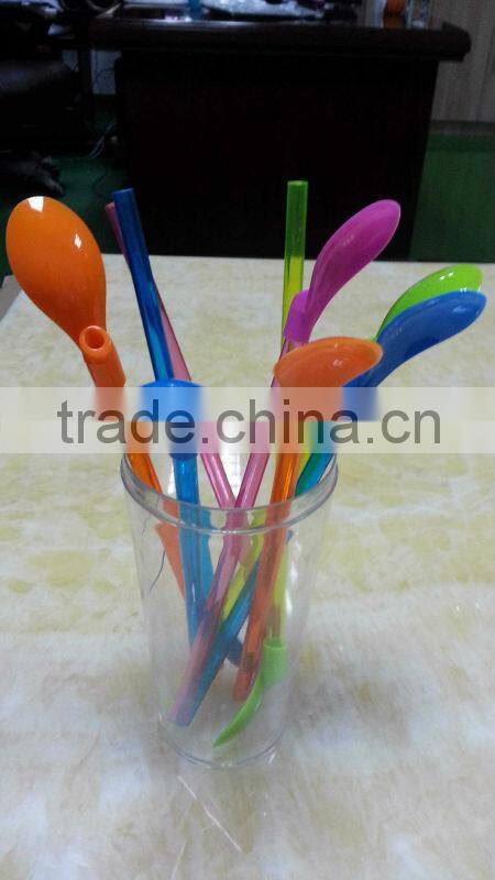 Straw/plastic drinking straw with spoon/hard plastic drinking straw/wide plastic drinking straw
