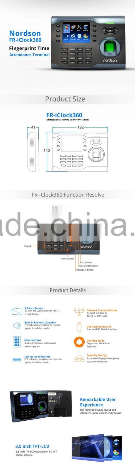 Biometric fingerprint time attendance system fingerprint reader and employee fingerprint attendance machine price