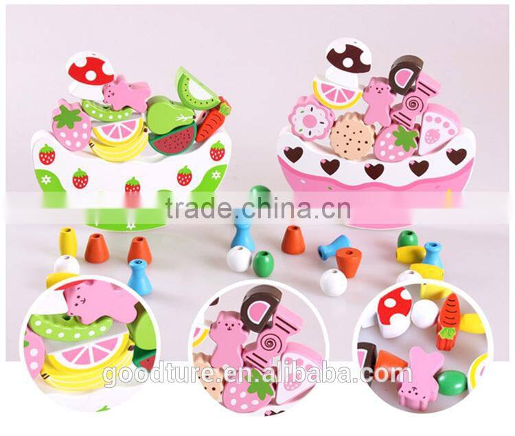 Wooden Crescent Balance Fruit And Cake Stringing Beads Game