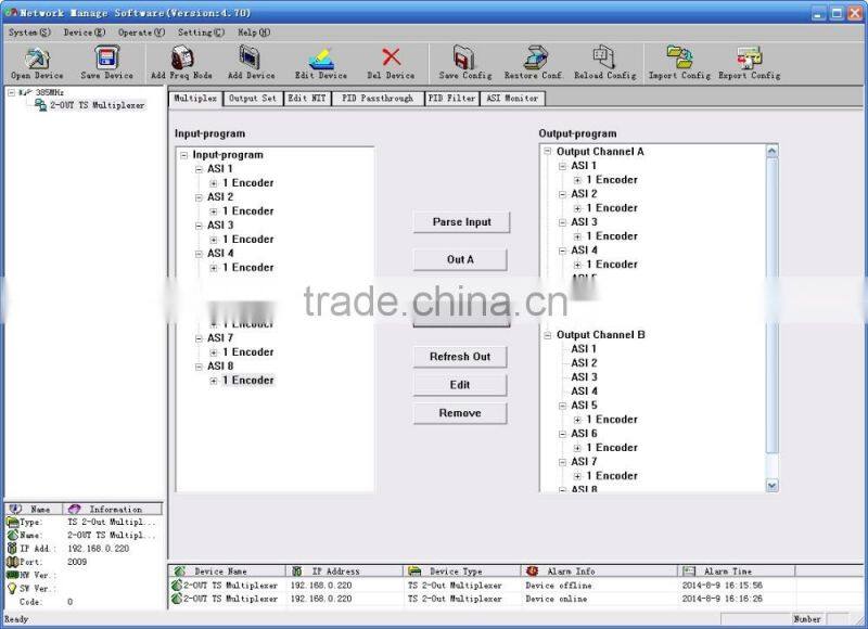SC-2102 2-OUT TS Video Multiplexer-8 channel input and 4 channel output
