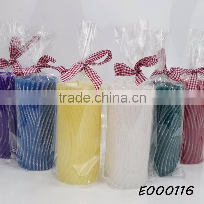 Home used no fragrance and coloured taper pillar shaped New Year decorative candle