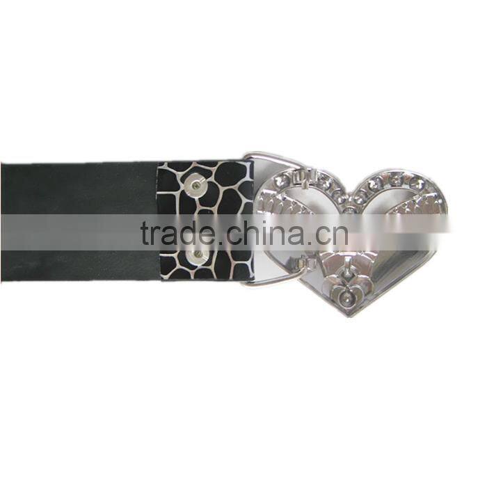 Woman Fashion White Spots PU Belt With Heart Shape Buckle