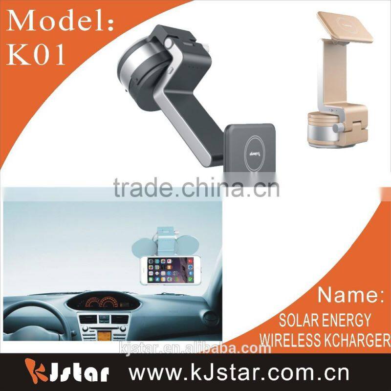 Solar energy qi standard adsorption wireless charger for smartphone