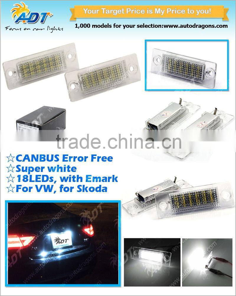 Canbus error free super white license plate lamp for VW for Skoda with Emark