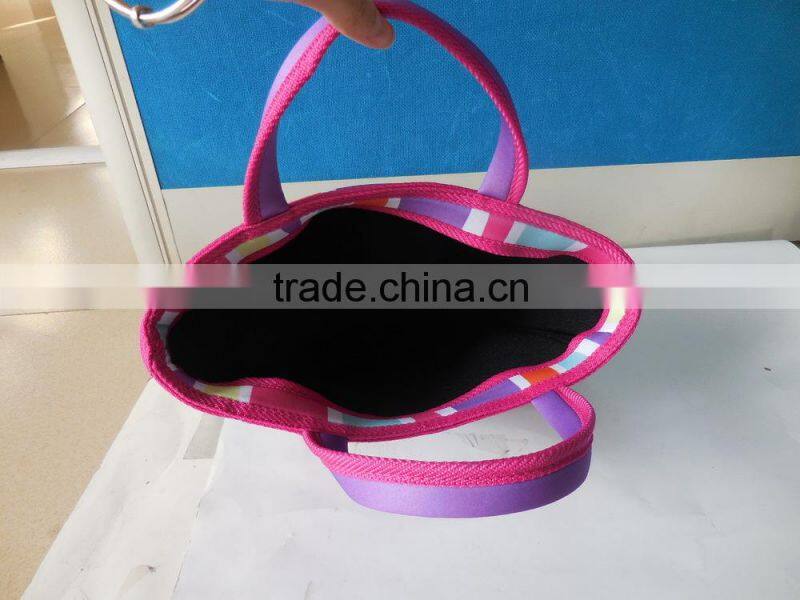 2015 Hot Selling color mixture Neoprene Shopping Bag Soft Folding Storage Bag, Handy Travel Bag
