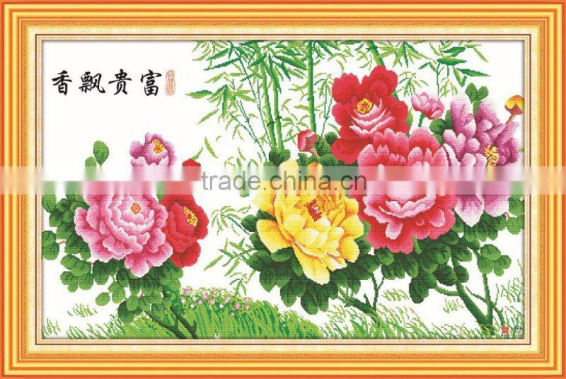 traditional mum flower cross stitch painting chinese writing wallpaper murals