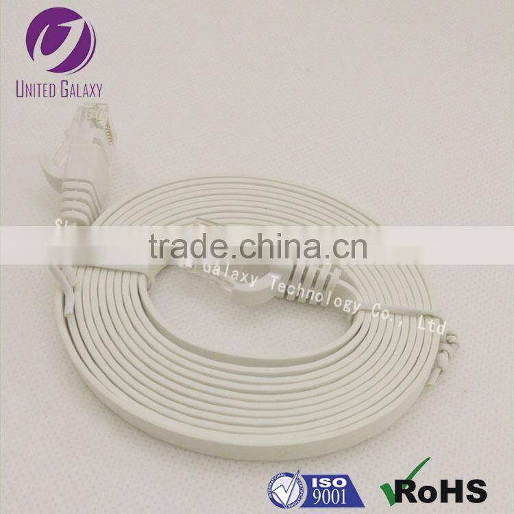 High quality white flat RJ45 cat6 crystal flat Ethernet cable