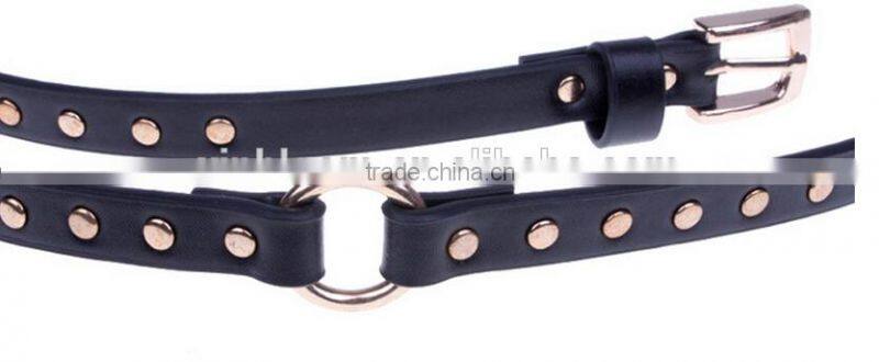 European and Ameraica punk style ladies' and women's fahsion black extra long double-circle wearing viret slim waist belt f