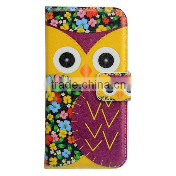 Cute Cartoon Owl Stand Wallet Flip pu Leather bumper case for htc desire eye