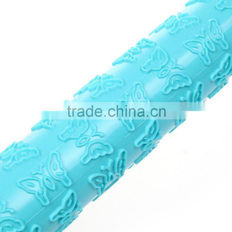 Reposteria Kitchen Non-Stick Embossed butterfly Plastic Rolling Pin Fondant decorating Dough Roller baking tools