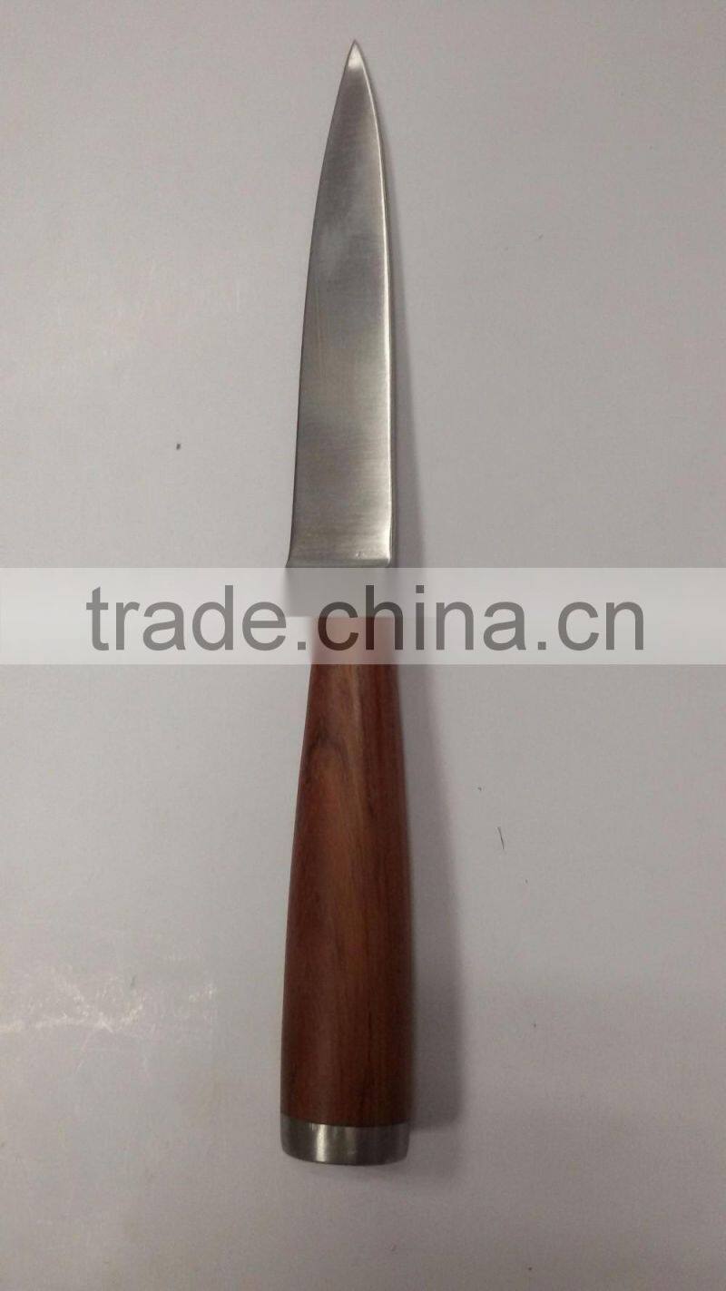 Colour wooden handle 6 piece set containing chopper frozen meat knife