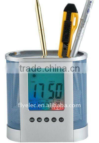 clock,LCD clock with pen holder