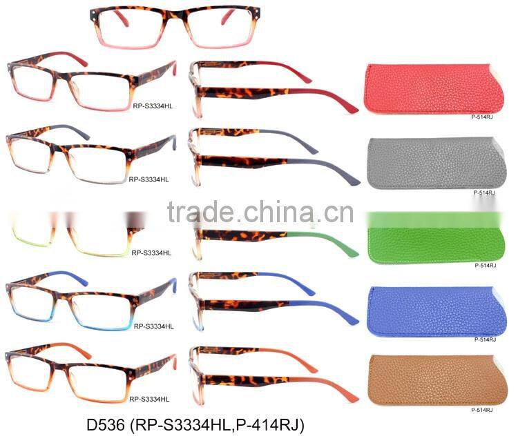 Wholesale grad. demi fashion design cheap promotional reading glasses with pouch