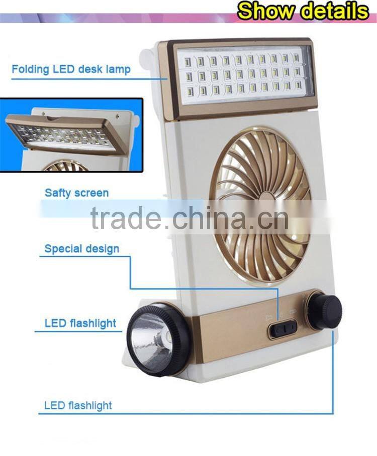 New led solar fan usb rechargeable table light lamp cooling fan