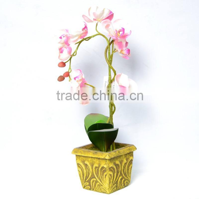 Elegant Simulative Orchid Plant In The Gilded Pot