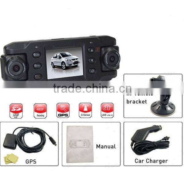 Dual Lens Car Camera X8000 with GPS Tracking Two Lens Vehicle DVR Dash Cam Recorder GPS G-sensor CA365 DVRs Full HD 1080P