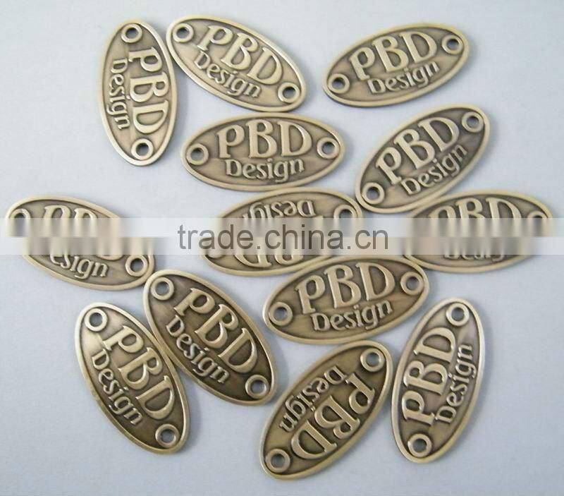 Brass name plate, metal furniture logo,, vintage metal embossed logo