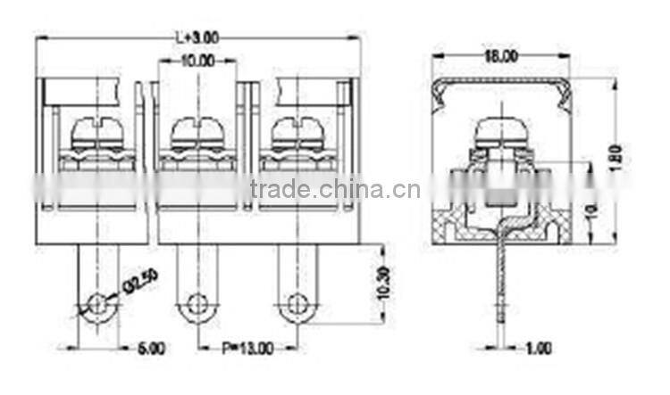 Barrier Wider Pin Terminal Block with Transparent Cover KDTE75 600V 40A 13mm Pitch