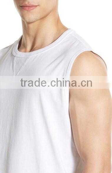 Daijun OEM slim fit 100% cotton plain man white tank tops in bulk