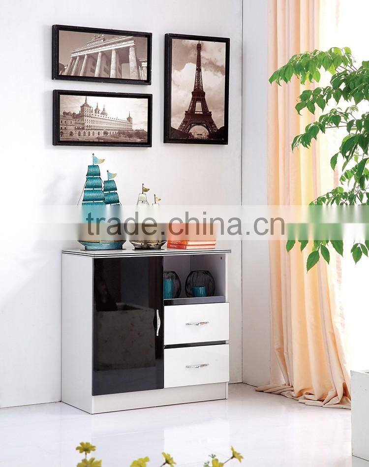 Modern home furniture wooden high gloss 2 door wine cabinet/sideboard with drawers